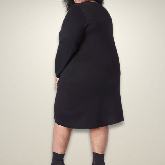 Lane Bryant Sweater Dress Long Sleeves Soft Knit Fabric Heart Design Black 10/12 - Picture 2 of 11